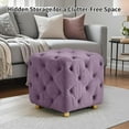 thumbnail image 4 of LEHZROAJ Button Tufted Velvet Vanity Stool with Metal Legs, Modern Makeup Ottoman, Upholstered Foot Rest Footstool for Living Room Bedroom（Purple）, 4 of 10