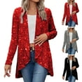thumbnail image 5 of Rutainlusire Women's Fashion Sparkle Sequin Cardigan Jackets 2025 Fall Winter Women's Casual Color Hooded Pocket Long Sleeved Sweater Jacket, 5 of 5