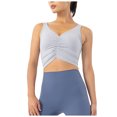 thumbnail image 2 of vigerkar Womens U Back Sports Bra - Wireless Padded Ruched V Neck Workout Gym Yoga Crop Top (Light Gray, XL), 2 of 9