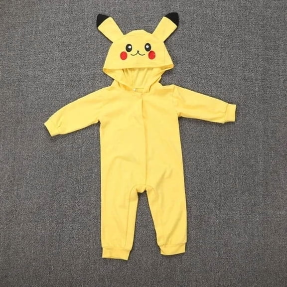 Infant Baby Cartoon Romper, Casual Long Sleeve Hooded Jumpsuit 0-24M