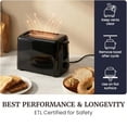 thumbnail image 4 of 2-Slice Cool Touch Toaster 6 Browning Levels Extra Wide 1.25" Slots for Bagels and Thick Bread Cancel Function Compact ETL Certified Black, 4 of 6