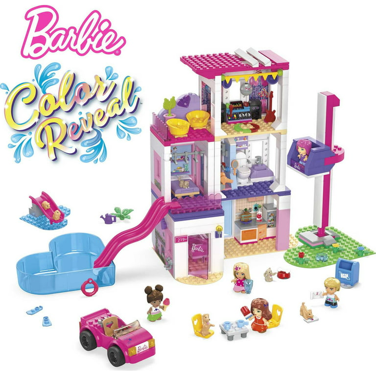 Forbrydelse at føre Forgænger MEGA Barbie Color Reveal DreamHouse Building Toy with 5 Dolls and  Accessories (545 Pieces) - Walmart.com