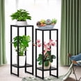 thumbnail image 6 of 37.4 Tall Plant Stands Indoor Plant Stand indoor Tall Plant Pedestal stand Black Metal Plant Stands Indoor 2- Tier Modern Corner Plant Stand Rack Shelves Square Plant Tables for Corner Living, 6 of 7
