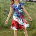 thumbnail image 4 of Odeerbi Niñas Día de La Independencia A-Línea Vestido Acampanado Verano Patriótico Estrella Raya Cuello Redondo Vestido Casual Con Bolsillos, 4 of 8
