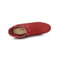 thumbnail image 4 of BLISSFUL STEP Women's Buckle Decor Block Heels Ankle Boots Red 9, 4 of 7