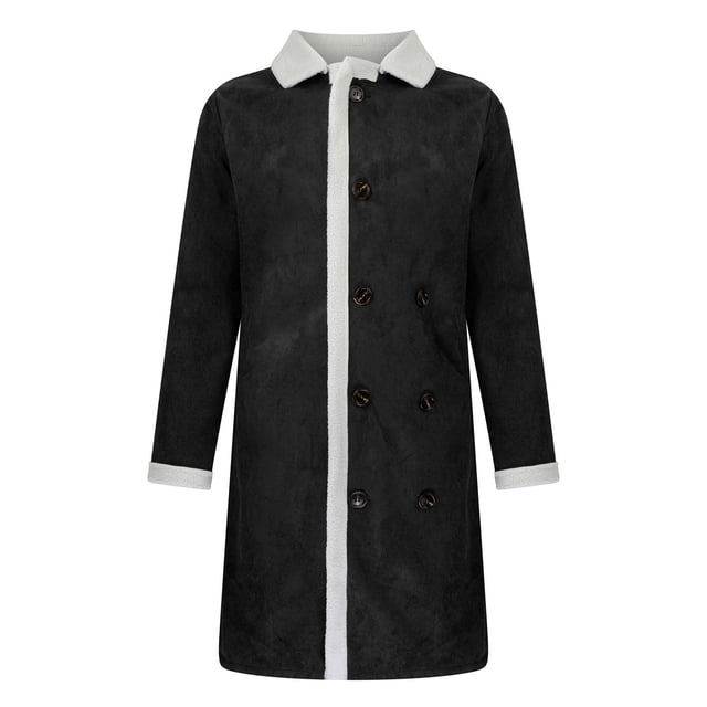 Awdenio Men's Winter Mid-length Suit-collar Double-breasted Fleece Composite Faux Suede Warm Jacket