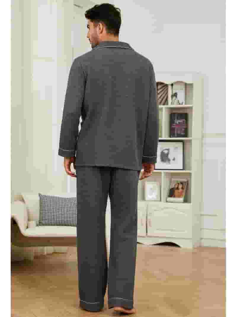 柔らかい Pajama Mens U2SKIIN Set Fabric Quilted Sleeve Long Warm Soft Clothing