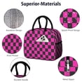 thumbnail image 4 of Pink and Black Checkered Pattern Insulated Leakproof Lunch Box for Work, Lunch Bag for Women Men, Loncheras Para Mujer for Beach Travel Picnic Camping, 4 of 6