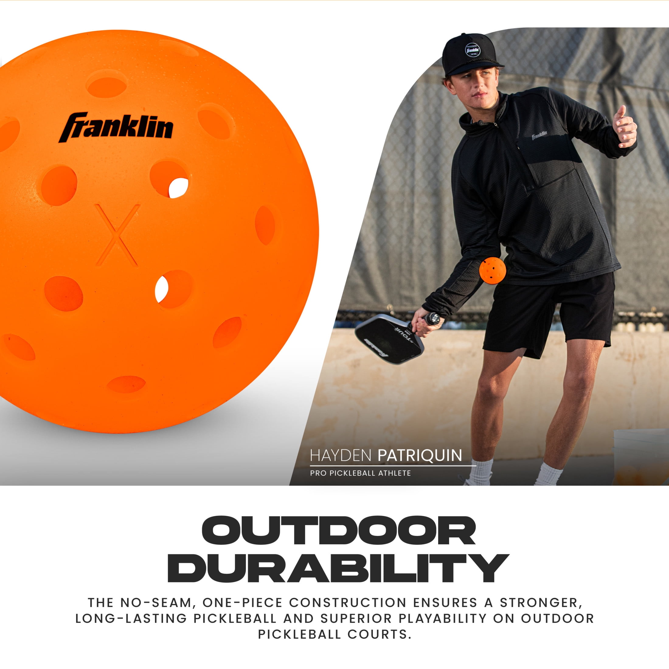 Franklin Sports X-40 Outdoor Pickleballs - Official Size - Lava - 3 Pack