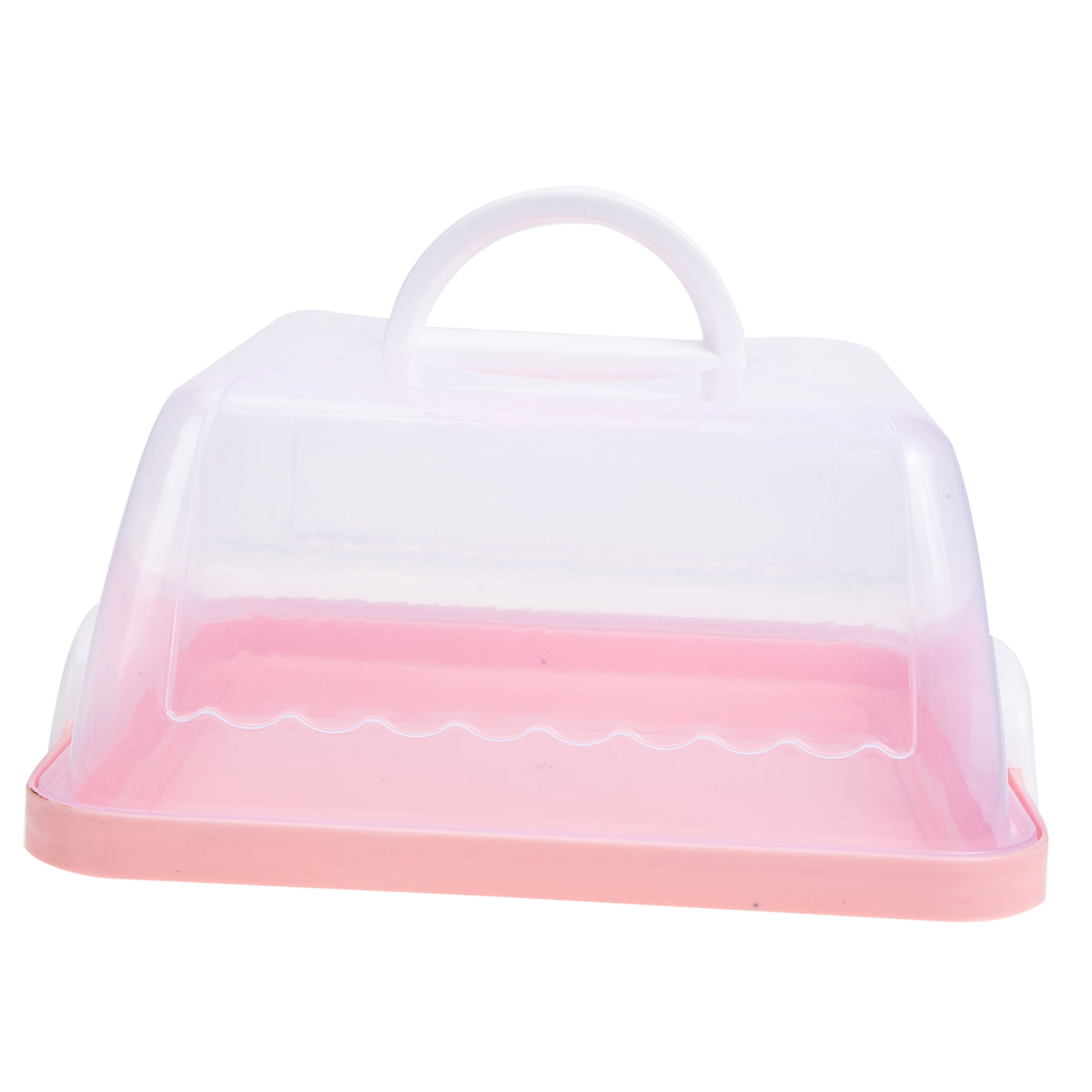 IBASETOY 8'' Square Cake Box Portable Dessert Carrier, Plastic Portable Bread Box With Handle, Small Clear Cake Packing Container For Transparent (25x25x12cm)