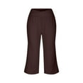 thumbnail image 4 of Huresd Capri Pants for Women, Summer Casual Pull On Womens Capris with Pockets, Women's Casual Pants & Capris, Ladies Capris Brown M, 4 of 7
