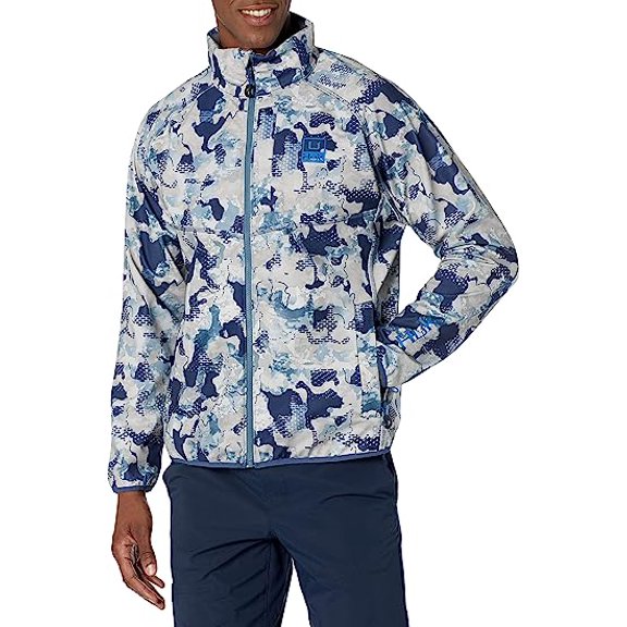 HUK Men's Standard ICON X Soft Shell Jacket Windproof & Water Resistant Zip, Bluefin, XX-Large