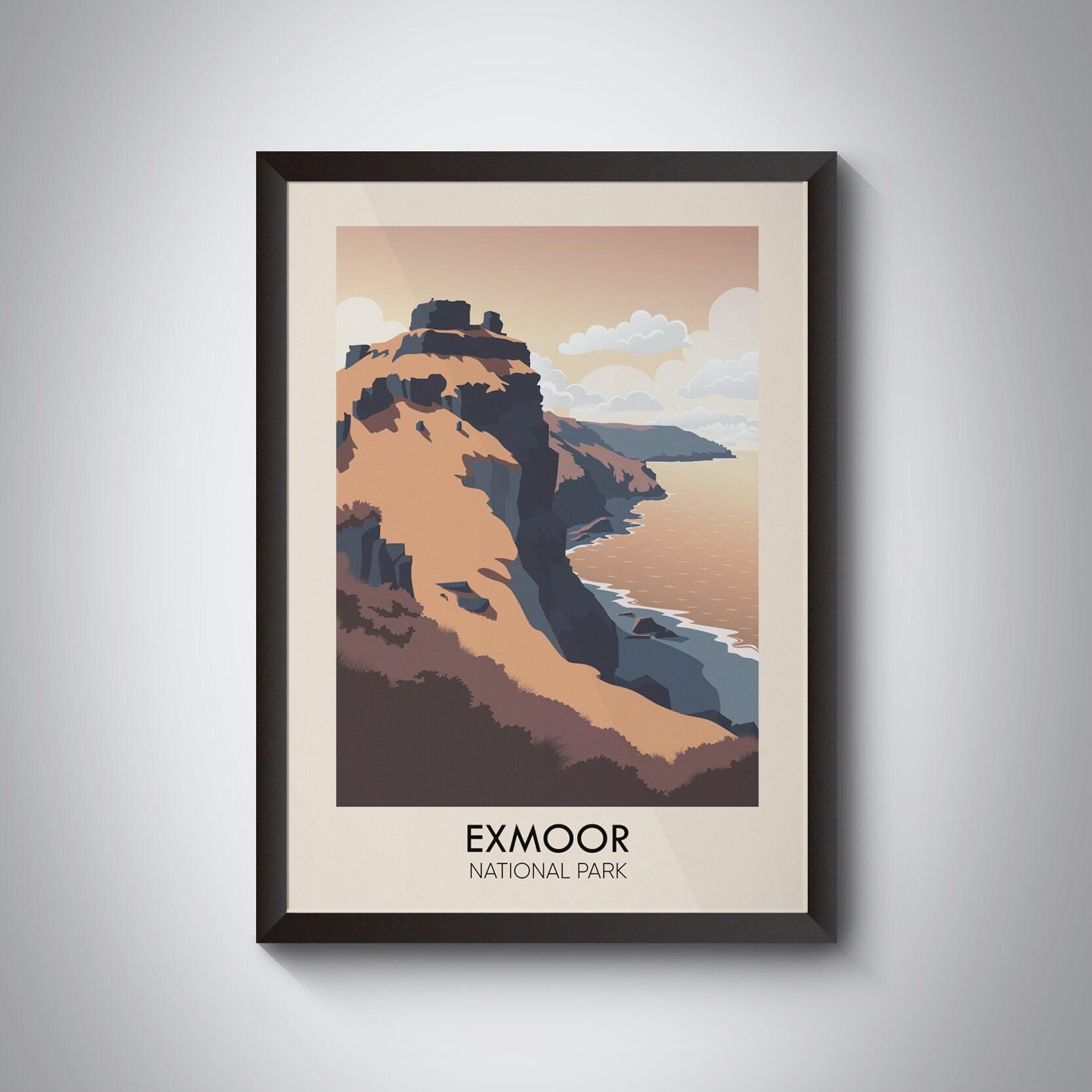 Exmoor National Park Travel Valley Of The Rocks Castle Somerset Devon Dartmoor Travel Poster Poster Print Only