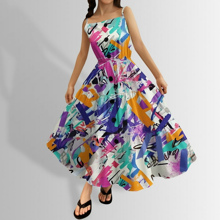 green emerald velvet dress Womens Beach Dresses Summer Rainbow Spaghetti Straps V-Neck Flared Boho  Maxi Dress Colorful XS at Amazon Women's Clothing store
