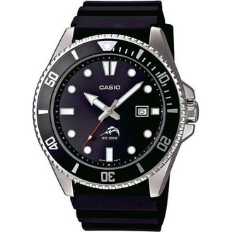 Casio Men's Classic Black Resin with Black Face Dive Style Watch