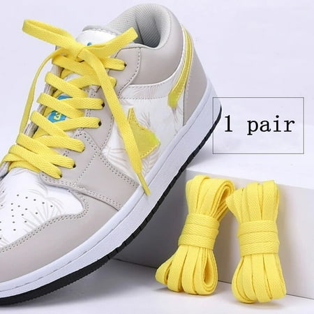 

1Pair Flat Shoelaces for Sneakers 36colors Fabric Shoe laces White Black Shoe lace Boot Laces for Shoes Classic Soft Shoestrings Lemon yellow 140cm