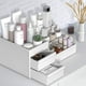 thumbnail image 3 of Caja de almacenamiento de cosméticos con cajones — Elegante almacenamiento de encimera para cosméticos — Elegante caja de almacenamiento de tocador para pinceles y sombras de ojos (blanco) Vhermosa Muebles para tu Negocio, 3 of 7