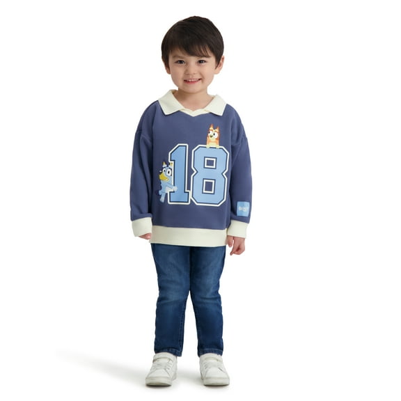 Bluey Toddler Boy Long Sleeve Rugby Shirt, Sizes 12M-5T