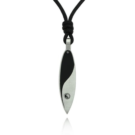 - Yin Yang Surf Board Art Silver Pewter Charm Necklace Pendant Jewelry With Cotton Cord