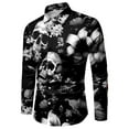 thumbnail image 5 of Halloween Shirts for Men Full Skeleton Floral Print Funny Button Down Lapel Long Sleeve Tops Fall Winter Outdoor Activities Mens Shirts Black L, 5 of 5