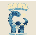 thumbnail image 2 of Autism Awareness Blue Dino Puzzle Icon Adult Natural Crew Neck Short Sleeve Tee-Medium, 2 of 4