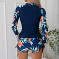 thumbnail image 5 of SWSMCLT Women's Half Zip Up Rash Guard Shirt Floral Diving Bathing Suit Boyleg Printed 2 Piece Long Sleeve Swimsuit Zipper Front Swimming Swim Shorts Navy 8, 5 of 5