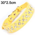 thumbnail image 2 of Collar de cuero de PU con diamantes de imitación y diamantes de cristal para mascotas, perros, gatos, cachorros, color negro, 2 of 5