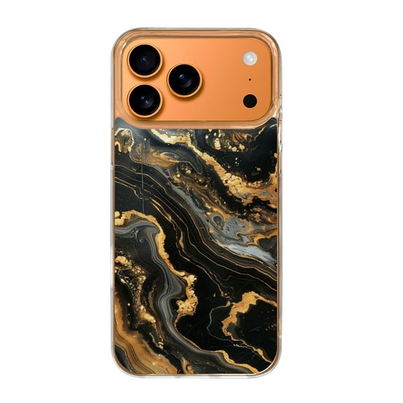 Case For Apple iPhone Air / 17 Pro / 17 Pro Max Series Case, Slim Thin Transparent Flexible Clear TPU Shockproof Phone Case For iPhone 17 Series, Marble Pattern Black Gold