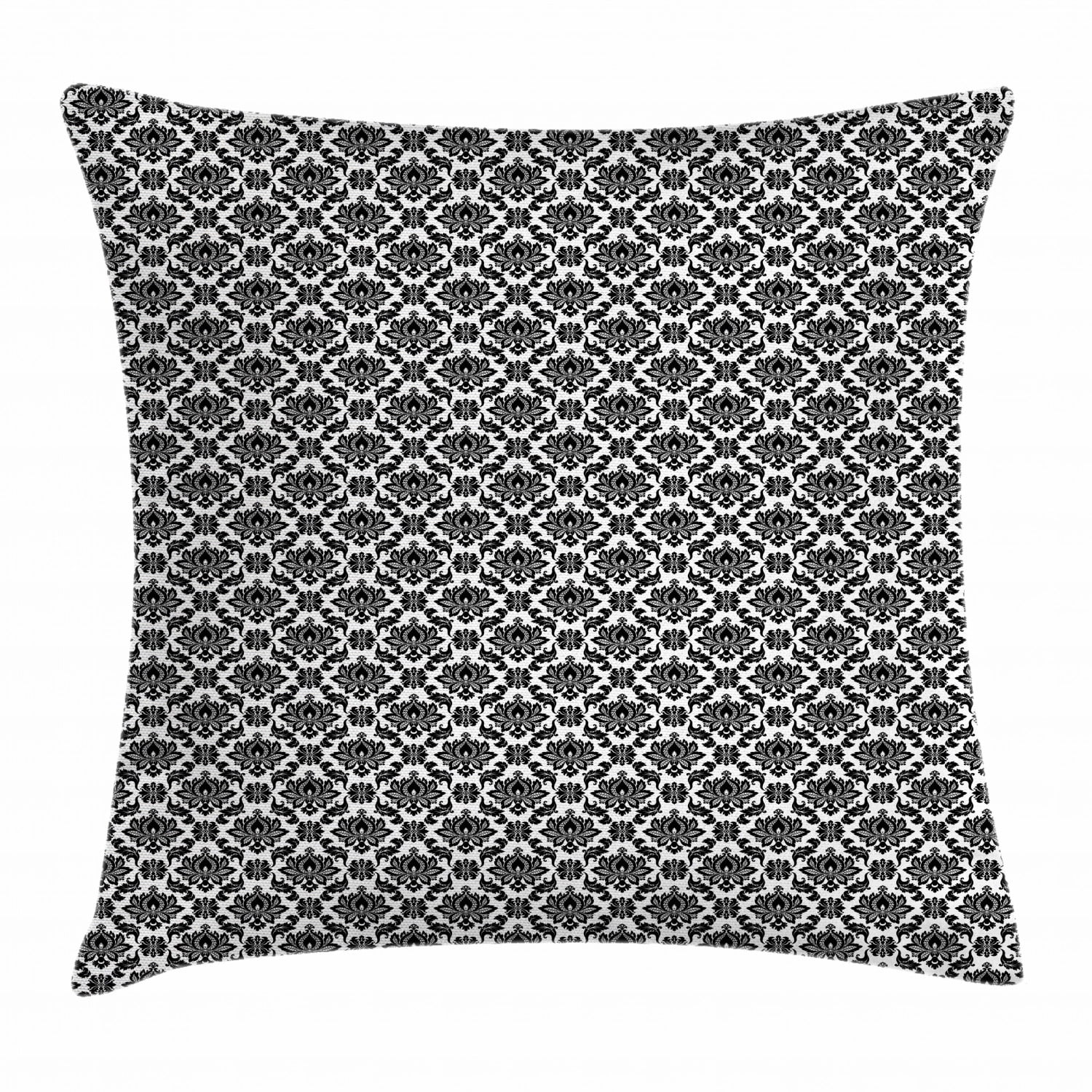 Black and White Throw Pillow Cushion Cover, Monochrome Flourishes with Design Details