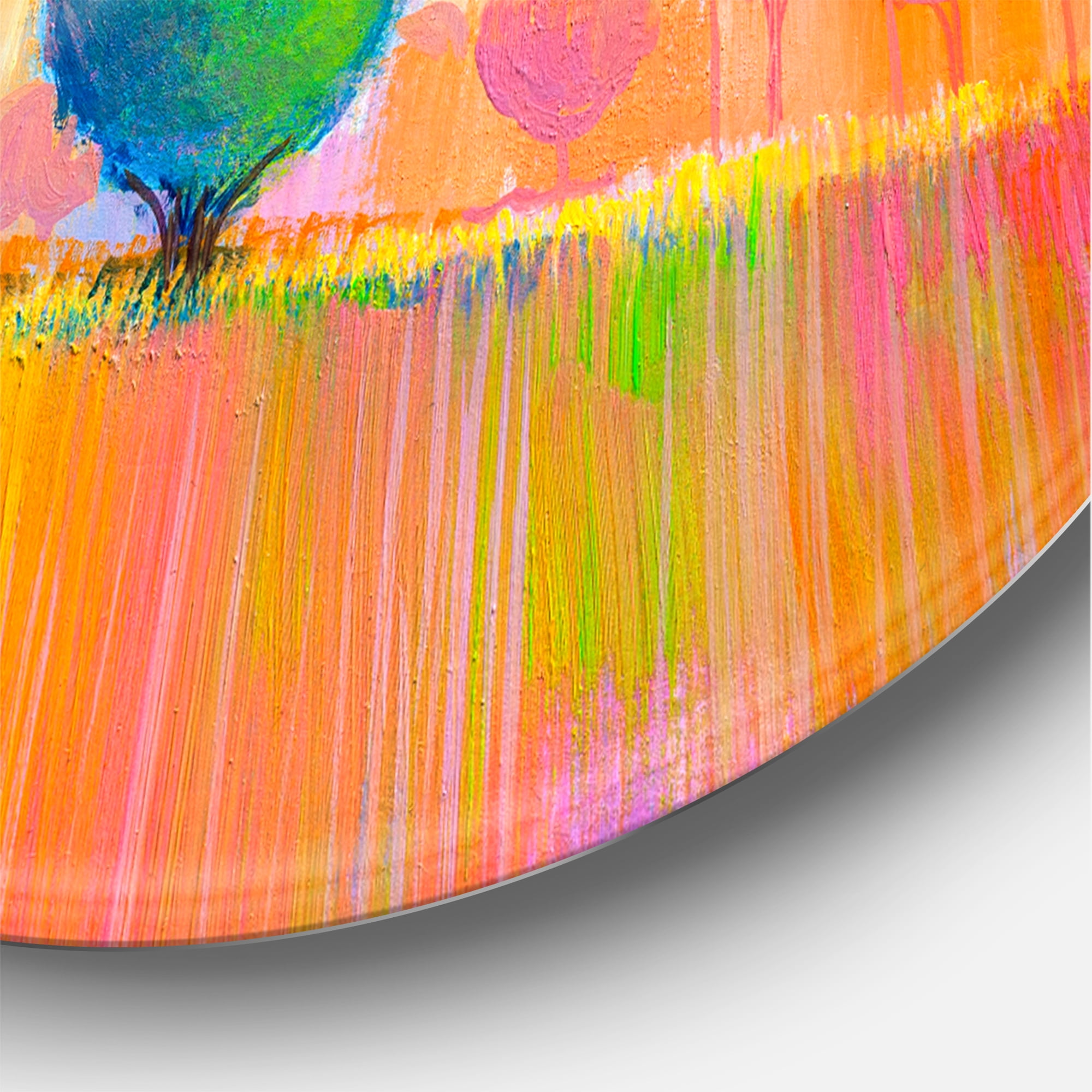Designart 'Ornamental Colourful Trees VII' Modern Circle Metal Wall Art 29x29 - Disc of 29