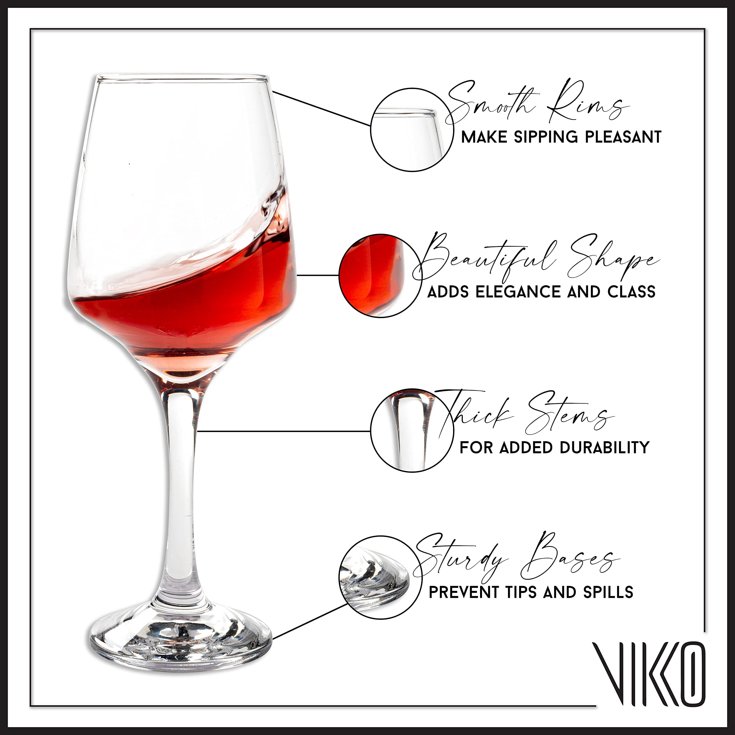 Madison 12.75 Ounce Wine Glasses, Beautifully Shaped - for Parties, Entertaining, and Everyday Use – Dishwasher Safe – Set of 12 Clear Glass Wine Glasses – 2.5” Diameter x 8.5” Tall