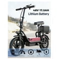 thumbnail image 4 of Electric Scooter Adults with Seat, 48V 17.5AH Foldable Escooter 14" Tires 1200W Peak Motor 25MPH 35Miles Long Range and Disc Brake 350lbs Max Load Dual Shock Suspension Wide Deck Rear Box, 4 of 7