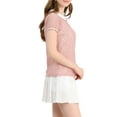 thumbnail image 5 of MODA NOVA Juniors See Through Contrast Color Collar Lace Top Blouse Orange Pink S, 5 of 7