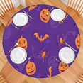thumbnail image 2 of Purple Halloween Pumpkins Bats and Spiders Round Fitted Tablecloth with Elastic Edge,Dining Table Cover Waterproof,Outdoor Round Tablecloth for Camping,Dining,Indoor and Outdoor, 2 of 7