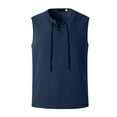 thumbnail image 2 of Mens Tank Top Beach Fashion Drawstring Solid Color Cotton And Linen Sleeveless T ShirtsTops, 2 of 5