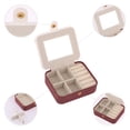 thumbnail image 4 of REGALWOVEN Portable Jewelry Box with Button, Mini Faux Leather Jewelry Organizer Boxes Storage Display Holder Wine Red, 4 of 7