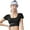 Starburst Black, variant on FLMEI Short Sleeve Croptops for Women Tummy Cross Running Yoga Shirts Womens Workout Fits Snugly Tank Tops S-XXL
