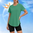 thumbnail image 5 of jobturf Quick Dry Workout Shirts for Women UPF 50+ Sun Protection Shirt Short Sleeve Running Top Curved Hem Athletic T-Shirt S-3XL, 5 of 9