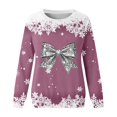 thumbnail image 4 of Byoo Toddler Girls Silver Bow Snowflake Sweatshirt Crewneck Long Sleeve Holiday Casual Pullover Sweatshirt,Purple, 4 of 4