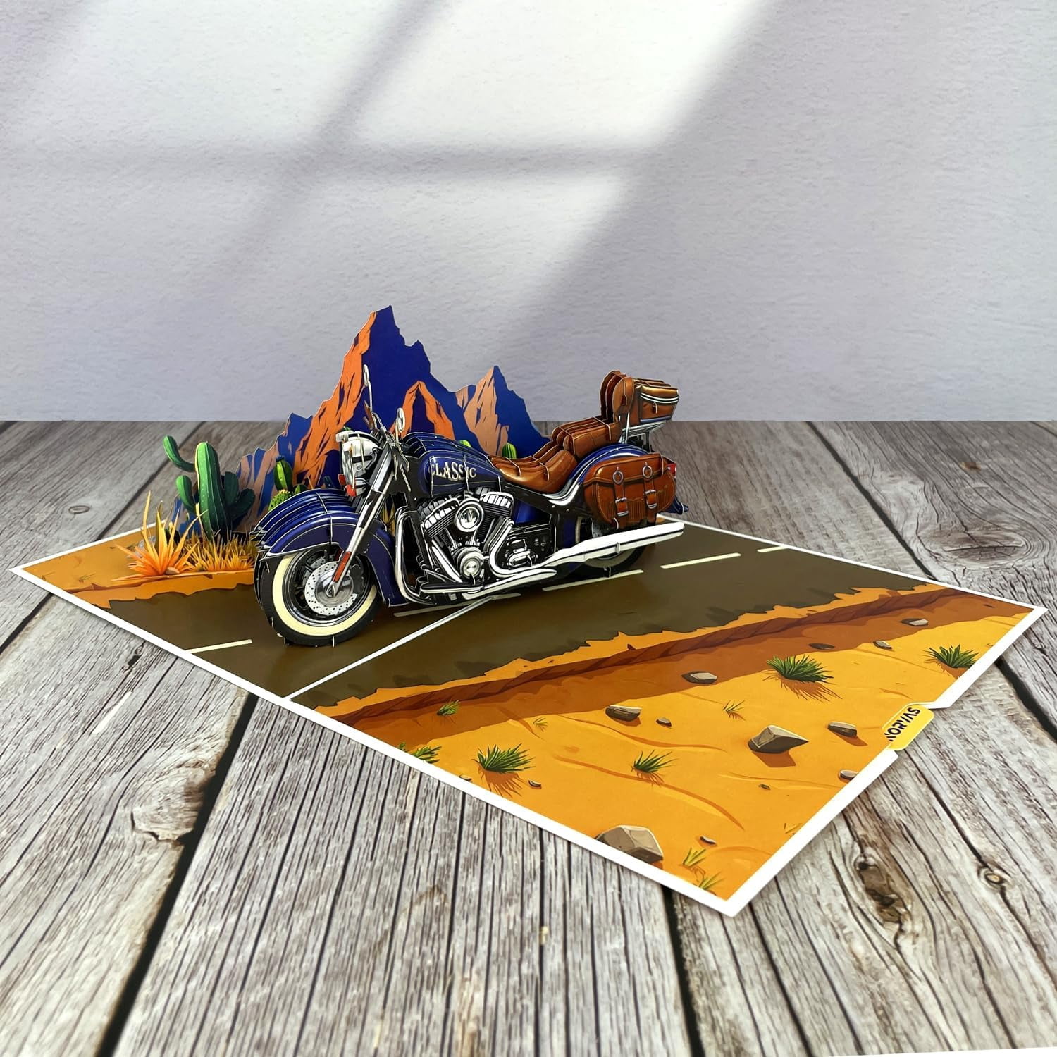 Motorcycle Father’s Day Card – 3D Pop-Up Birthday Card for Dad, Husband, or Grandfather – Classic Motorbike Greeting Card for Men