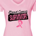 thumbnail image 4 of Inktastic Cool Breast Cancer Survivor Women's V-Neck T-Shirt, 4 of 5