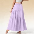 thumbnail image 3 of AUNVITO Women's Summer Solid Color Casual A-Line Skirt with Pockets and Elastic Waist for Everyday Style, 3 of 6
