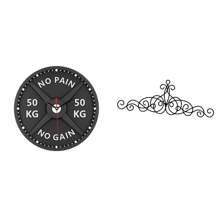 Bodybuilding Clock Metal Plaque Scroll Art Durable Iron and Acrylic for Living Room Office Decor