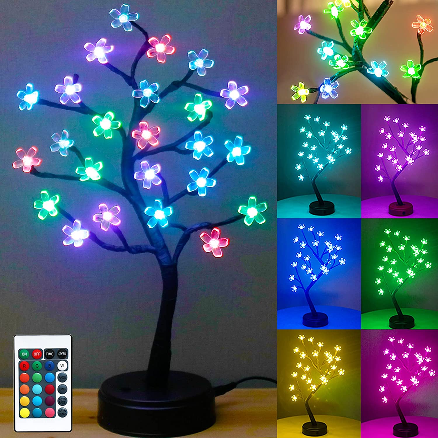RGB Cherry Blossom Tree Light with Remote Control 16 ColorChanging LED