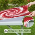 thumbnail image 6 of Red White Tie Dye Spiral Pattern Square Fitted Tablecloth with Elastic Edge,Square Table Cover,Washable Elastic Table Cover for Home Kitchen Party Decor 36"x36", 6 of 6