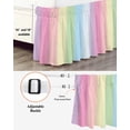 thumbnail image 3 of Rainbow Stripes Wrap Around Bed Skirts for Queen Bed 18" Drop,Bed Skirt with Adjustable Elastic Belt Dust Ruffle Bed Valance for Bedroom Hotel Modern Colorful Cream Striped Aesthetics Bed Frame Cover, 3 of 7