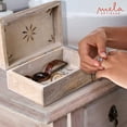 thumbnail image 4 of Mela Artisans Rustic Storage Box with Hinged Lid - Serena, Whitewash, Large | 9” x 6” x 3.5”, 4 of 7