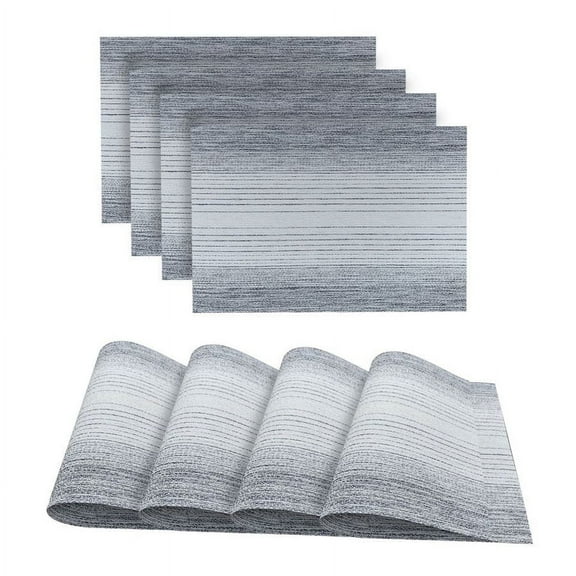 Dainty Home Ombre Woven Textilene Reversible 13" x 19" Rectangular Placemat Set of 4 in Silver