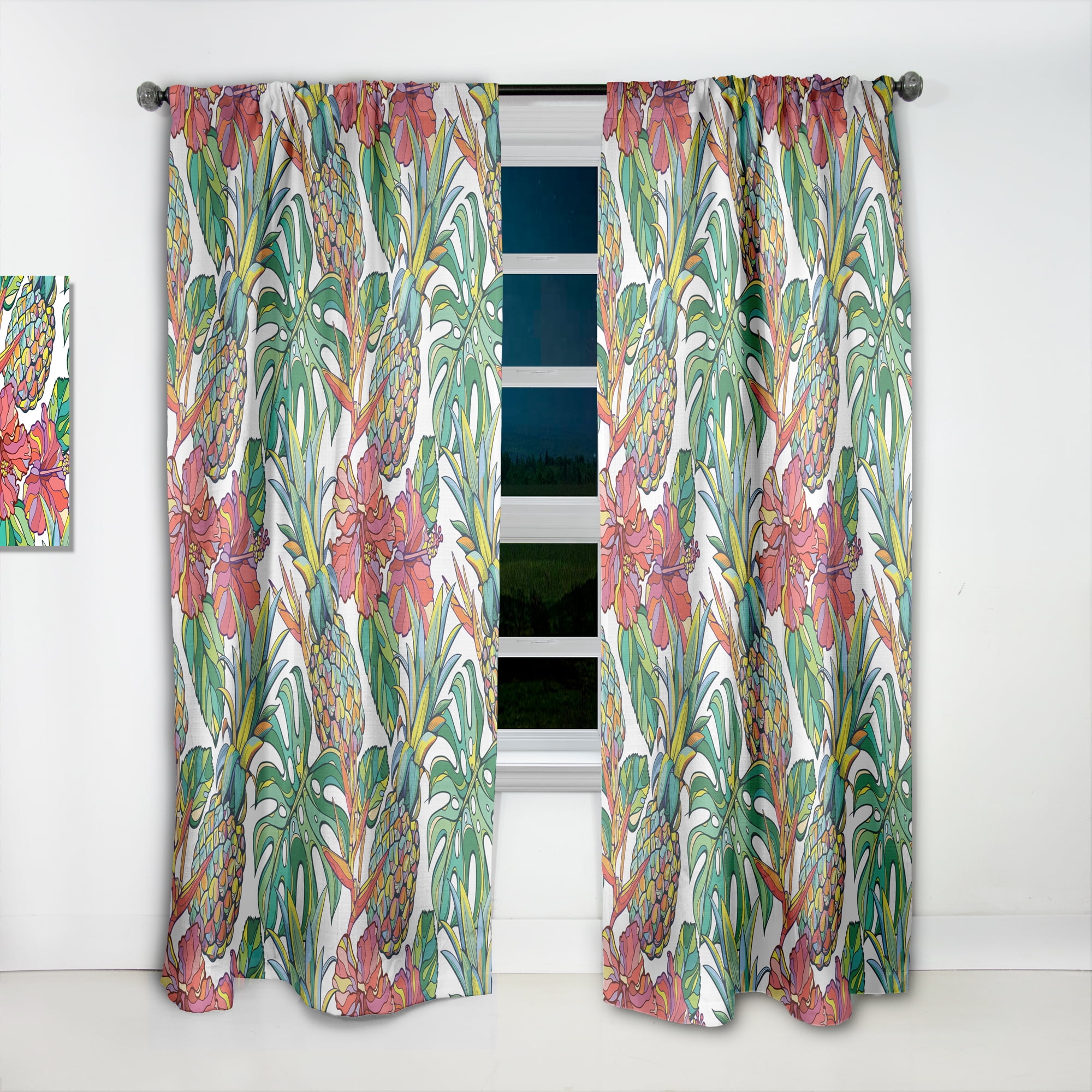 Designart 'Tropical Foliage Mood IV' Tropical Curtain Panel
