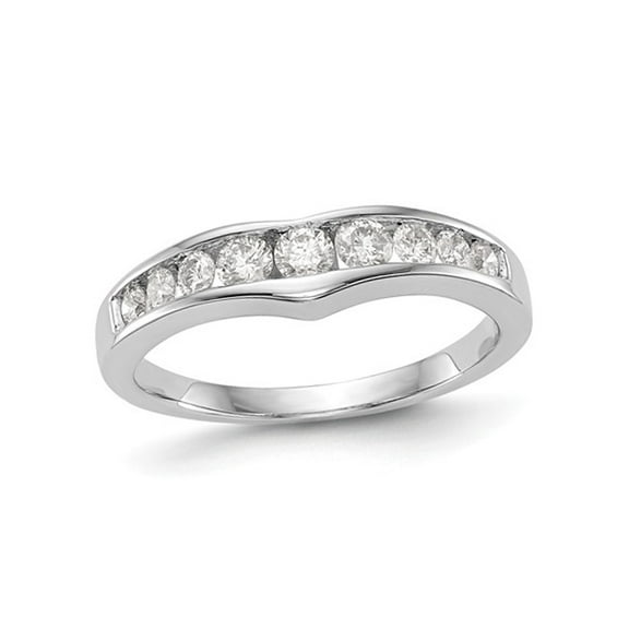 1/2 Carat (Ctw H-I, I1-I2) Nine Stone Diamond Anniversary Wedding Band Ring in 14K White Gold